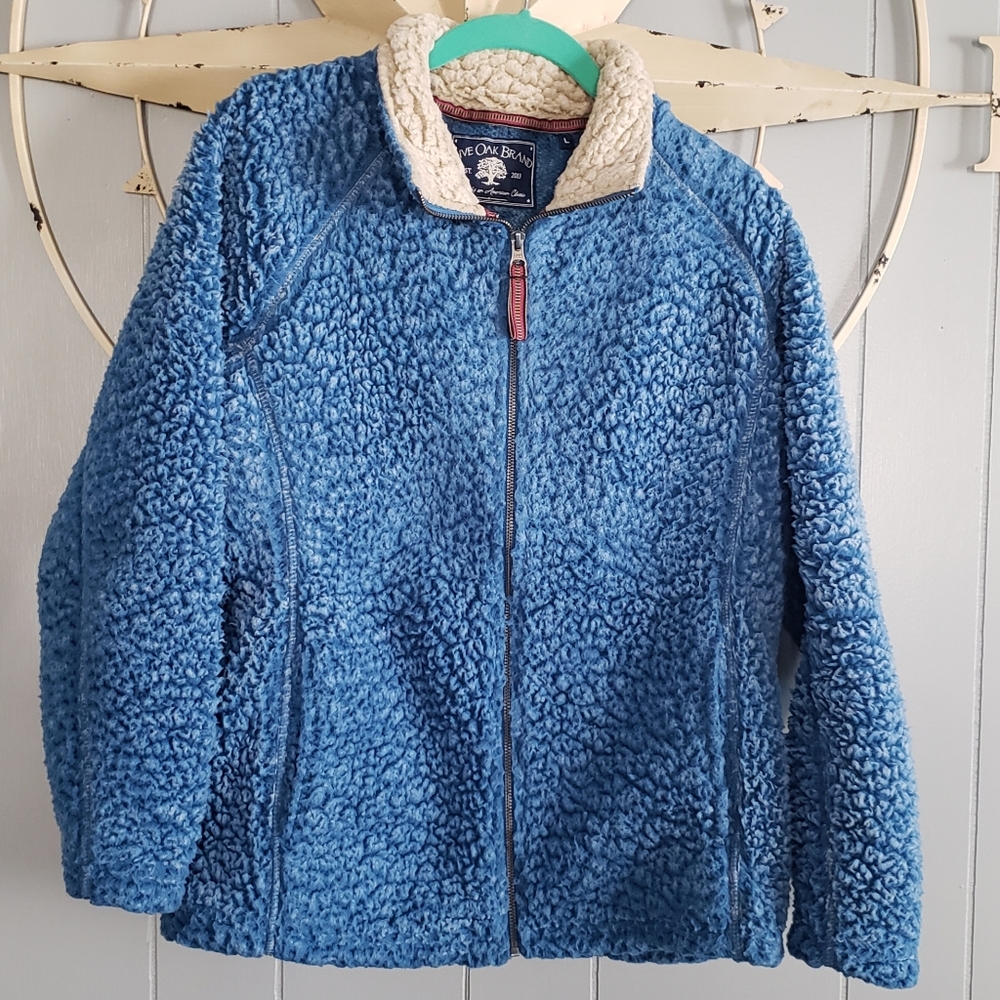 EUC bright blue Teddy sherpa fleece jacket